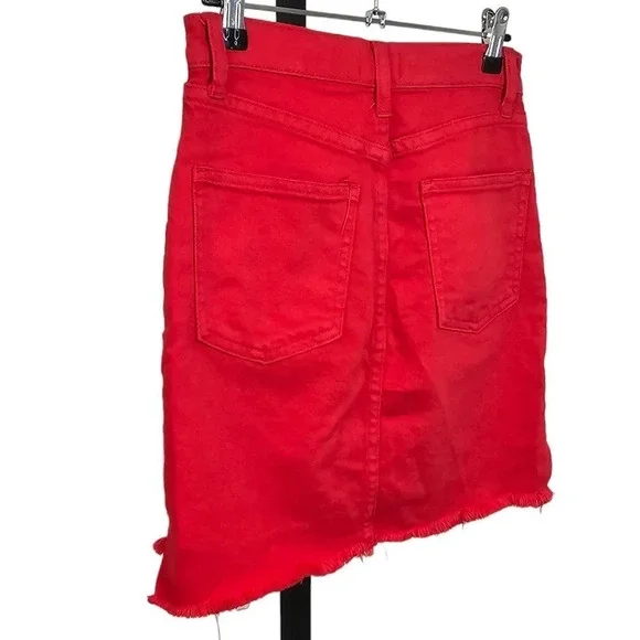 Aritzia Wilfred Free Tanit Skirt Stepped Hem Frayed Edges Red Size 4 - Picture 5 of 8